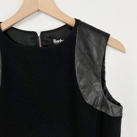 Barbour Sleeveless Mini Midi Dress Quilted Faux Leather Motorcycle Preppy Punk - Picture 2 of 8